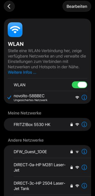 Mit dem novolto Sense WLAN verbinden